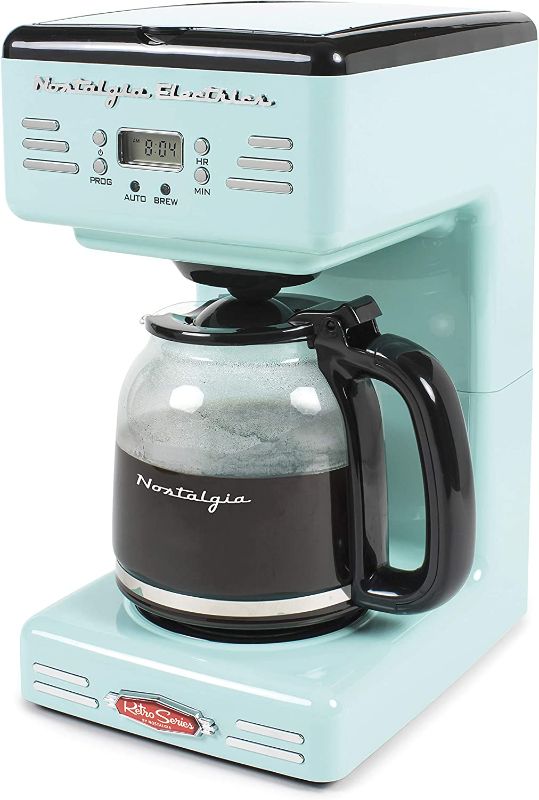 Photo 1 of Nostalgia Retro 12-Cup Programmable Coffee Maker With LED Display, Automatic Shut-Off & Keep Warm, Pause-And-Serve Function, Aqua
