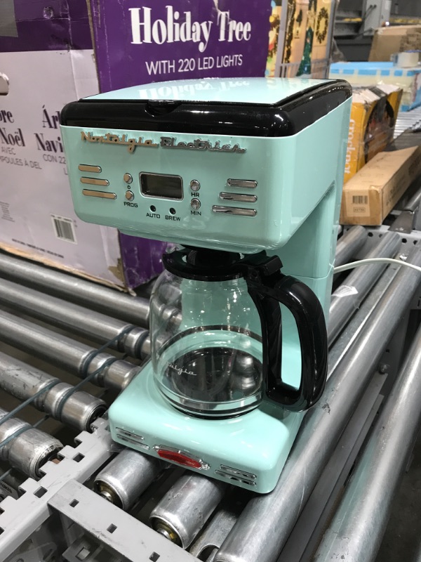 Photo 2 of Nostalgia Retro 12-Cup Programmable Coffee Maker With LED Display, Automatic Shut-Off & Keep Warm, Pause-And-Serve Function, Aqua
