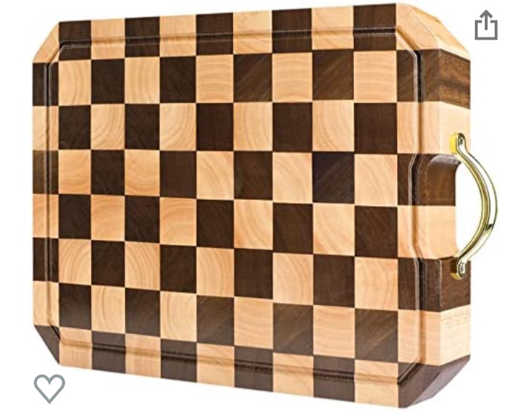 Photo 1 of azamine End Grain Cutting Board, Large Walnut/Rubber Wood Cutting Board, with Non-Slip Feet, Juice Groove, Extra Large 20*14*6/5 inch Cutting Block for Kitchen