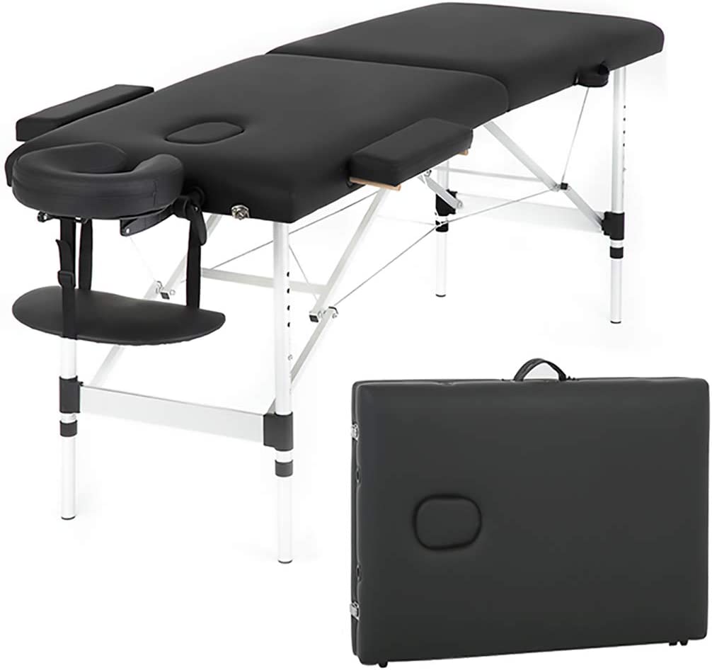 Photo 1 of Aluminium Massage Table 73 Inch Massage Bed Spa Bed Massage Table W/Face Cradle Portable Carry Case Height Adjustable 2 Fold Portable Facial Salon Tattoo Bed

