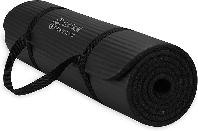 Photo 1 of  Yoga Mat Fitness & Exercise Mat with Easy-Cinch Yoga Mat Carrier Strap, 72"L x 24"W x 2/5 Inch Thick