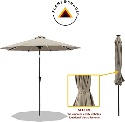 Photo 1 of 10 ft  Outdoor Market Patio Table Umbrella with LED Lights and Tilt