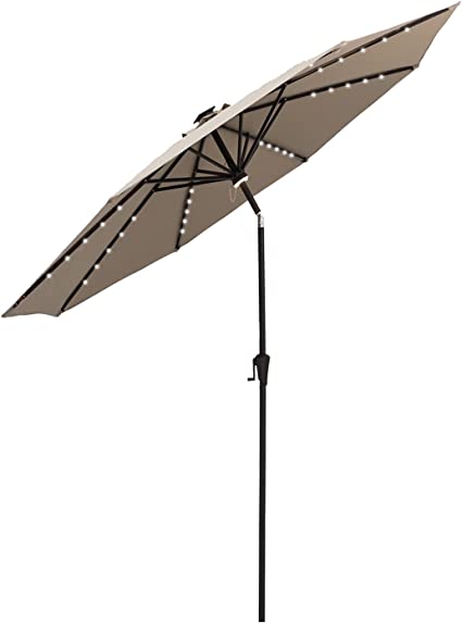 Photo 2 of 10 ft  Outdoor Market Patio Table Umbrella with LED Lights and Tilt
