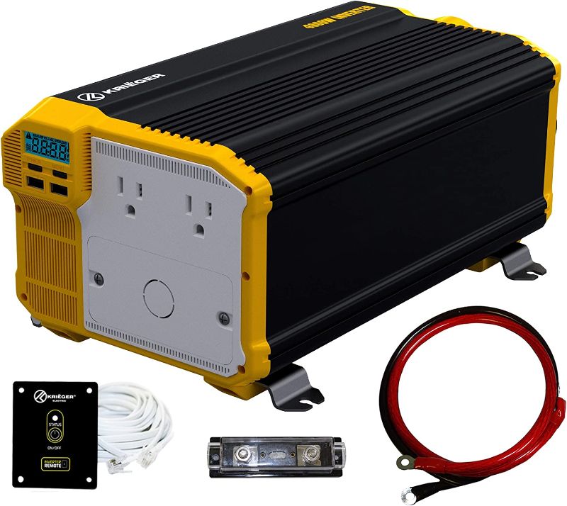 Photo 1 of Krieger 4000 Watt 12V Power Inverter Dual 110V AC Outlets, Installation Kit Included, Automotive Back Up Power Supply for Blenders, Vacuums, Power Tools -ETL Approved Under UL STD 458