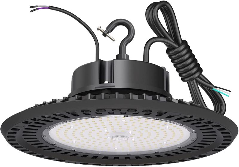 Photo 1 of  LED High Bay Light 240W UFO 5000K 36,000LM,0-10V Dimmable,1000W HID/HPS Replacement,UL 5-Foot Cable,UL Certified Driver IP65,Hook Mount,Shop Lights,Garage,Factory,Warehouse,Workshop,Area Light.
Brand: BFT