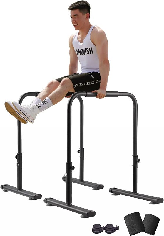 Photo 1 of Adjustable Dip Bars Strength Training Fitness Dip Stand Station for Home Gym, Functional Full Body Exercise Parallel Bars for Tricep Dips, Pull-Ups, Push-Ups, L-Sits
