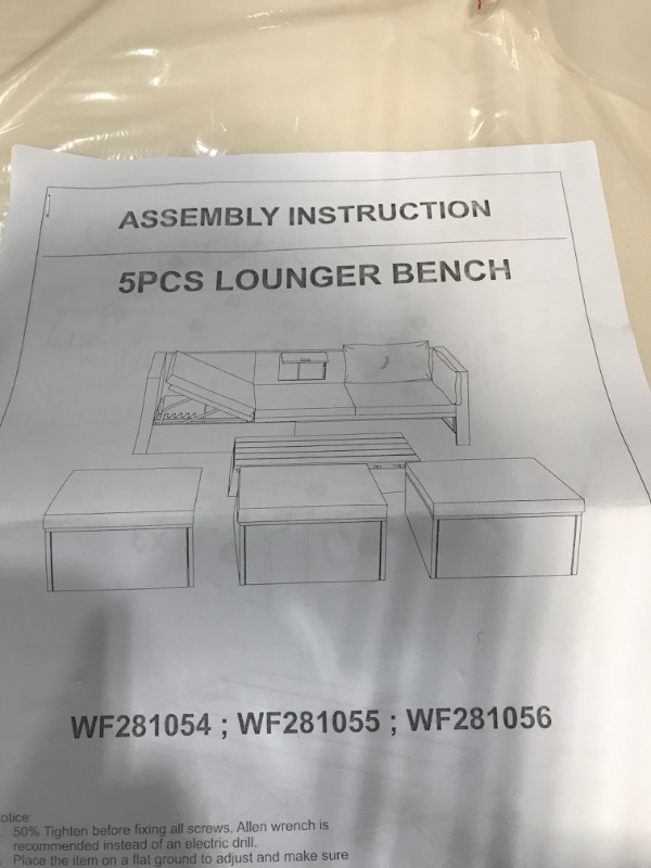 Photo 1 of ***BOX TWO OF THREE*** 5pcs lounger bench