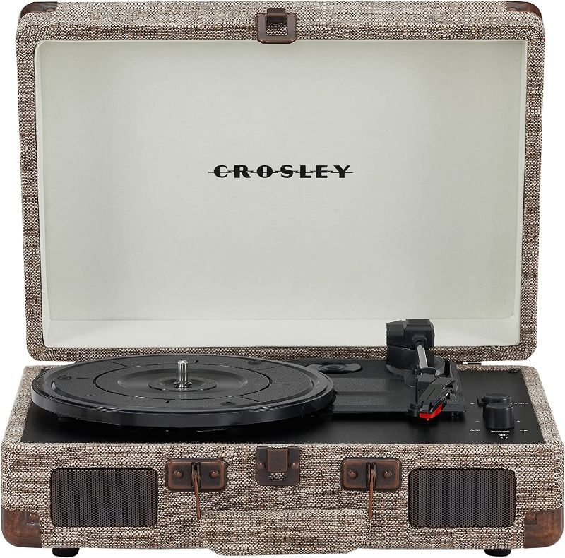 Photo 1 of Crosley CR8005F-HA Cruiser Plus Vintage 3-Speed Bluetooth in/Out Suitcase Turntable, Havana
