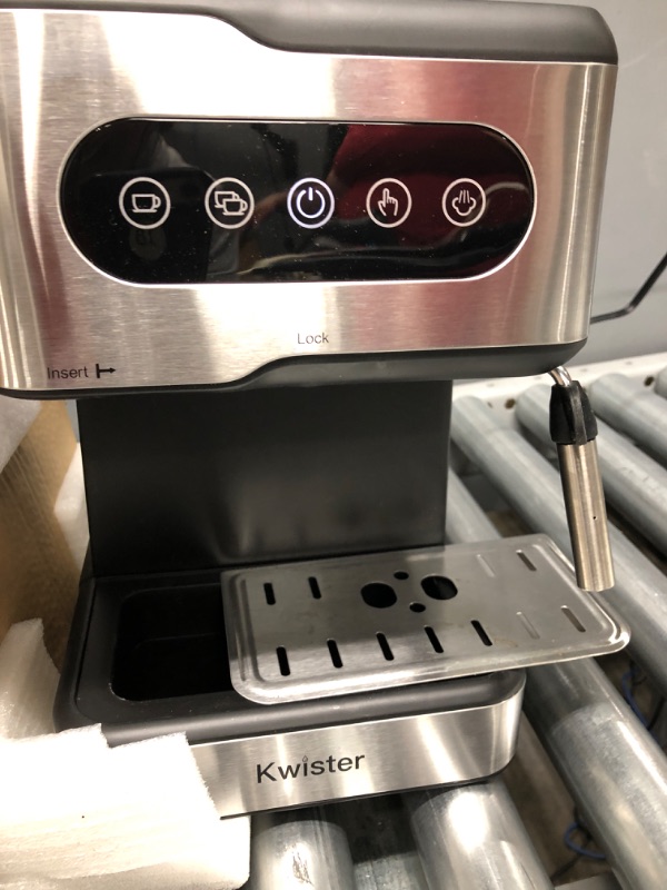 Photo 6 of *tested**Kwister Espresso Machine 20 Bar Espresso Coffee Maker Cappuccino Machine with Milk Frother, Digital Touch Panel, 50 OZ Removable Water Tank, Stainless Steel