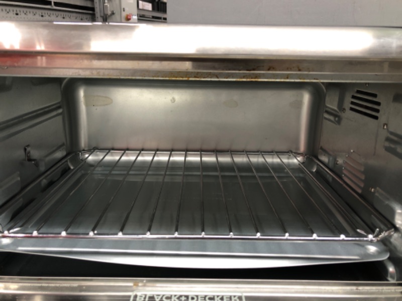 Photo 5 of ***tESTED*** BLACK+DECKER TO3240XSBD 8-Slice Extra Wide Convection Countertop Toaster Oven, Includes Bake Pan, Broil Rack & Toasting Rack, Stainless Steel/Black Convection Toaster Oven