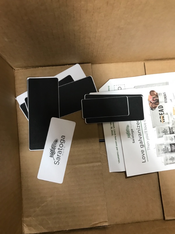 Photo 3 of Onion and Potato Storage for Pantry by Saratoga Home - Extra Large Set of 3 Sprout-Free Galvanized Metal Potato Bin and Vegetable Keepers, Removable Farmhouse Labels and Marker Included, Silver