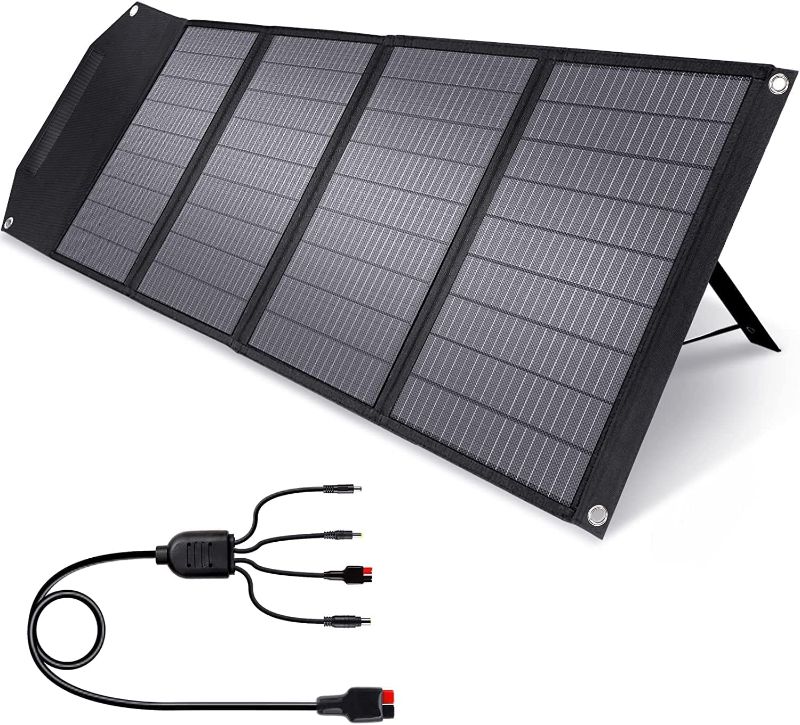 Photo 1 of ROCKPALS Upgraded Foldable Solar Panel 100W with Kickstand, Parallel Supported , QC 3.0 and USB-C, Portable Solar Panels for Jackery/ Anker/ FlashFish/ Bluetti / Goal Zero/ Rockpals Power Station
