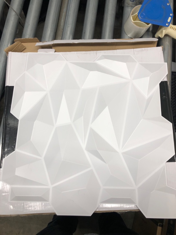 Photo 2 of Art3d PVC 3D Diamond Wall Panel Jagged Matching-Matt White, for Residential and Commercial Interior Decor 12 PACK
