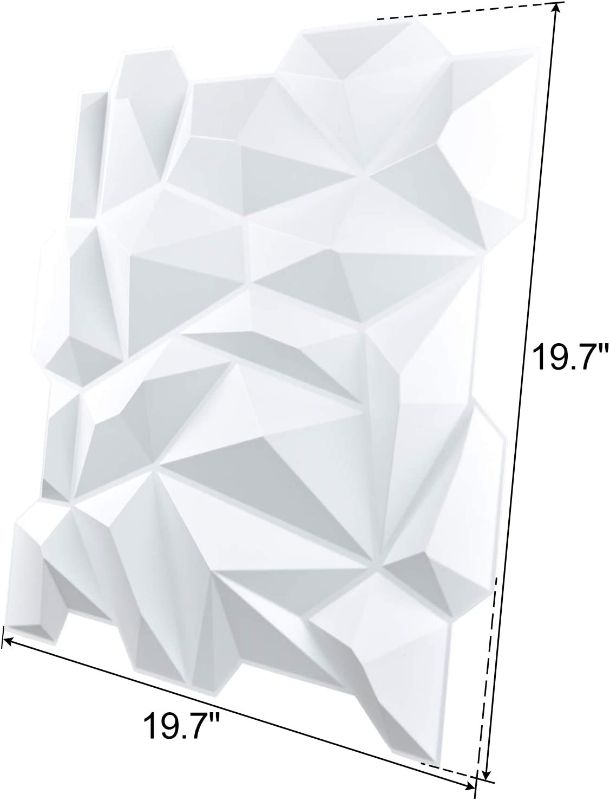 Photo 1 of Art3d PVC 3D Diamond Wall Panel Jagged Matching-Matt White, for Residential and Commercial Interior Decor 12 PACK
