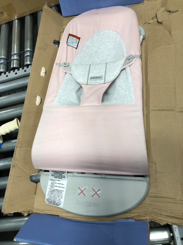 Photo 2 of BABYBJORN Bouncer Balance Soft - Light Pink/Gray, Jersey Cotton
