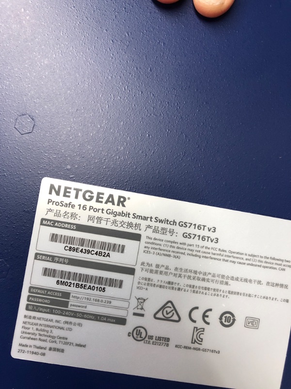 Photo 4 of NETGEAR GS716T 16-Port Gigabit Smart Managed Switch - Switch - L3 Lite - smart - 16 x 10/100/1000 + 2 x Gigabit SFP - desktop, rack-mountable