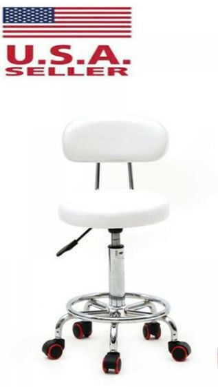 Photo 1 of Goorabbit Adjustable Swivel Stool Round Stool with Lines Rotation Bar Stool, 360 Degree Rotation Bar Chairs Salon Stool Bar Home (White-With Backrest)
