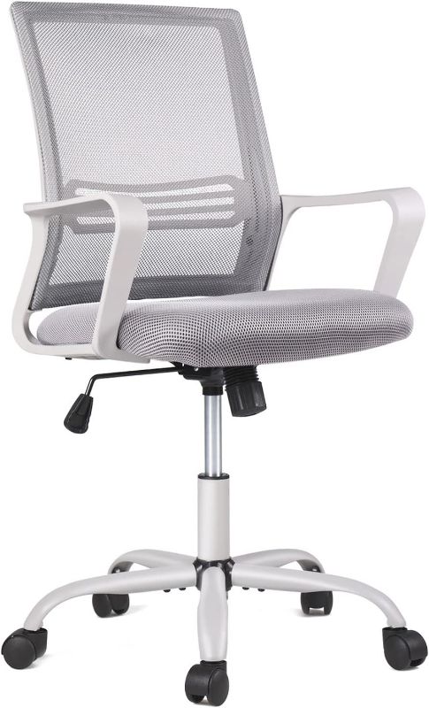 Photo 1 of Desk Chair Ergonomic Office Chair Computer Chair, Home Office Desk Chairs with Wheels Mesh Office Chair, Mid Back Grey Desk Chair Rolling Task Chair with Armrests
