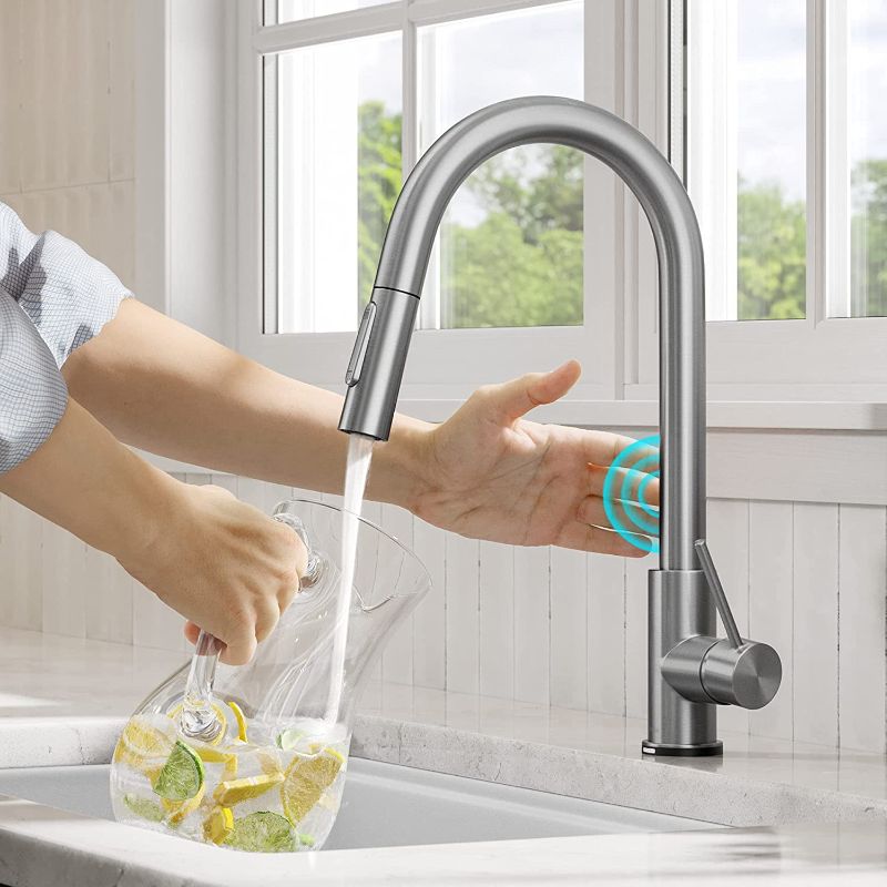 Photo 1 of Kraus KTF-3104SFS Oletto Contemporary Single-Handle Touch Kitchen Sink Faucet with Pull Down Sprayer, 16 5/8 Inch, Spot Free Stain
