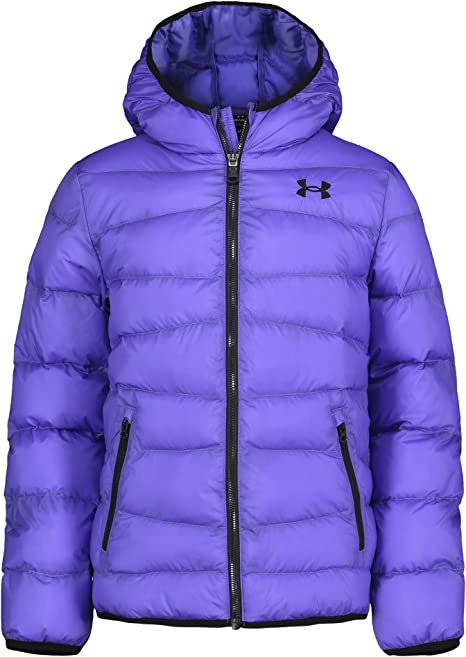 Photo 1 of Under Armour Girls' Prime Puffer, Front Pockets & Hooded Back, Lightweight & Water Repellant  SIZE YLARGE
