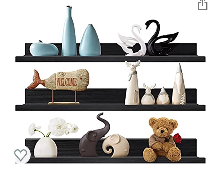 Photo 1 of 36 Inch Black Floating Wall Ledge Shelves Set of 3, Photo Picture Ledge Shelf with Lip for Office, Bedroom, Living Room, Kitchen