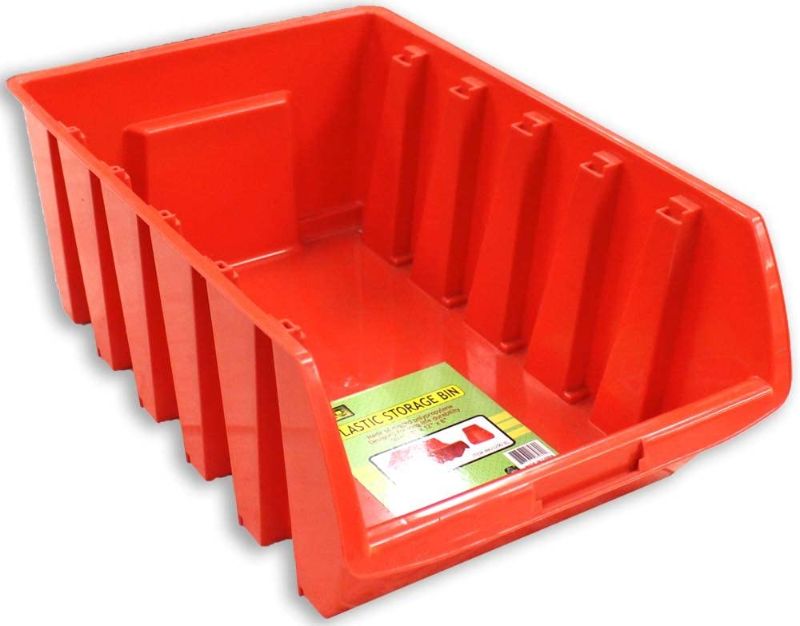 Photo 1 of (3-PACK)16" x 16" Stackable Red Plastic Storage Bin Made Of Polypropylene - MJ3200-XL