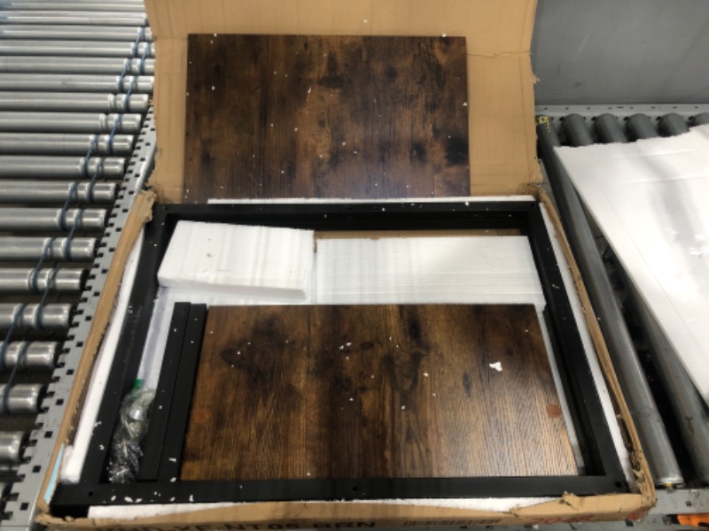 Photo 1 of 3-TierDeep Brown Side Table?Rectangle Stable Open Book Shelves with Metal Frames, End table?13.8"W x 21.6"D x 30"H
