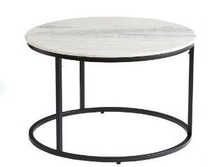 Photo 1 of (2 SET) Milan Round White Marble and Metal Coffee Table
