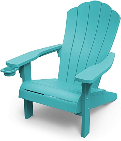 Photo 1 of ***PARTS ONLY*** Outdoor Patio Garden Deck Furniture Resin Adirondack Chair with Built-in Cup Holder (Teal)
