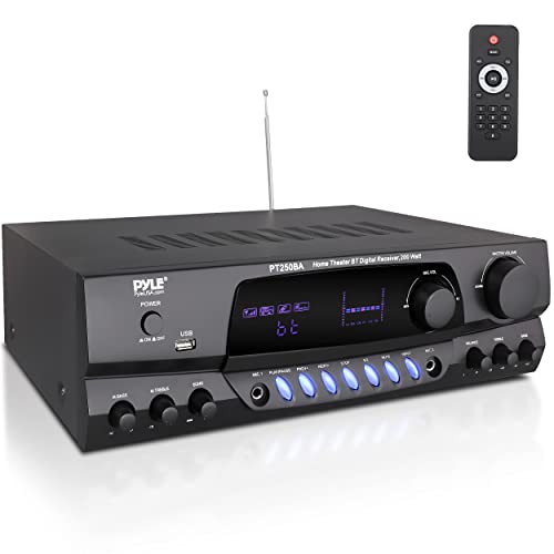 Photo 1 of Pyle Wireless Bluetooth Power Amplifier System, 200 Watt Max, Home Theater Audio Stereo Receiver Box with FM/USB, Mic in, RCA Inputs, Echo & 2-Band EQ Control, Digital Display Screen - PT250BA
