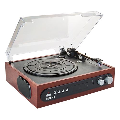 Photo 1 of Victrola All-in-1 Bluetooth Record Player with Built in Speakers and 3-Speed Turntable Mahogany (VTA-65-MAH)
