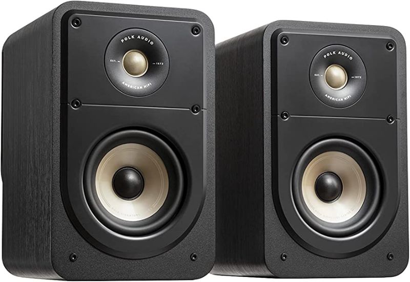 Photo 1 of Polk Signature Elite ES15 Bookshelf Speaker - Hi-Res Audio Certified, Dolby Atmos & DTS:X Compatible, 1" Tweeter & 5.25" Woofer, Power Port Technology for Effortless Bass (Pair, Stunning Black)
