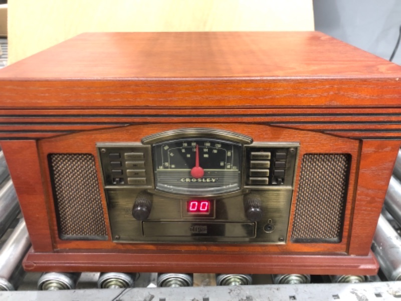 Photo 2 of Crosley CR42D-PA Lancaster 3-Speed Turntable with Radio, CD/Cassette Player, Aux-in and Bluetooth, Paprika
