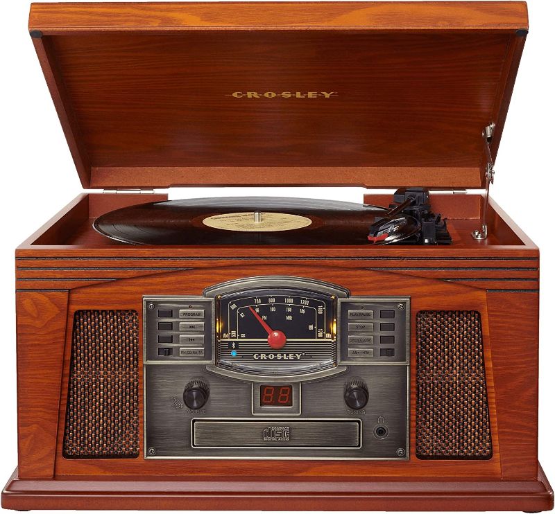 Photo 1 of Crosley CR42D-PA Lancaster 3-Speed Turntable with Radio, CD/Cassette Player, Aux-in and Bluetooth, Paprika
