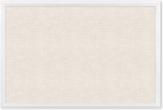 Photo 1 of U Brands Cork Linen Bulletin Board, 20 x 30 Inches, White Wood Frame (2074U00-01)
