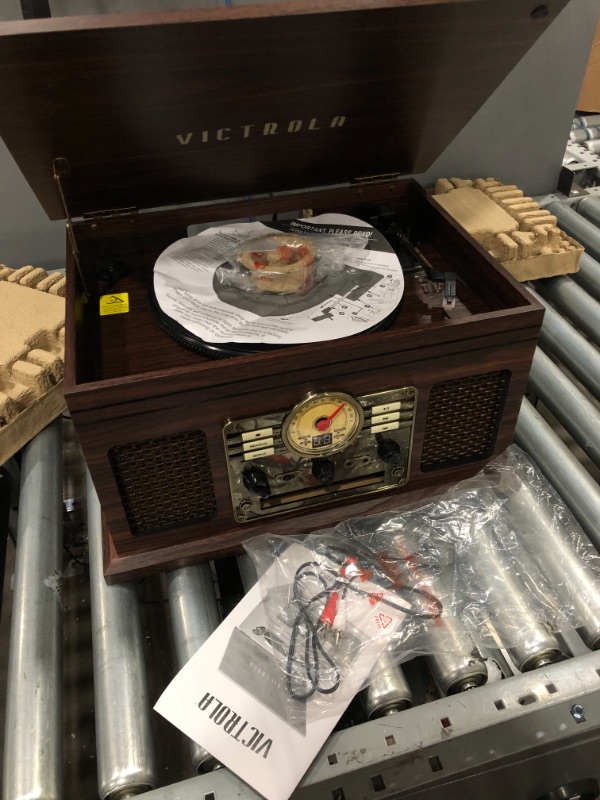 Photo 2 of Victrola Nostalgic 6-in-1 Bluetooth Record Player & Multimedia Center with Built-in Speakers - 3-Speed Turntable, CD & Cassette Player, AM/FM Radio | Wireless Music Streaming | Espresso
