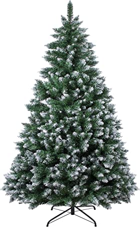 Photo 1 of 6FT 1,300 Tips Artificial Christmas Pine Tree Holiday Decoration with Metal Stand Easy Assembly for Outdoor and Indoor Decor
