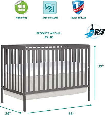 Photo 1 of Dream On Me Synergy 5-in-1 Convertible Crib in Steel Grey, Greenguard Gold Certified
