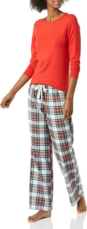 Photo 1 of Amazon Essentials Women's Lightweight Flannel Pant and Long-Sleeve T-Shirt Sleep Set (XS)
