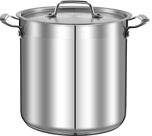 Photo 1 of 16-Quart Stainless Steel Stockpot - 18/8 Food Grade Heavy Duty Large Stock Pot for Stew, Simmering, Soup, Includes Lid, Dishwasher Safe, Works W/ Indu
