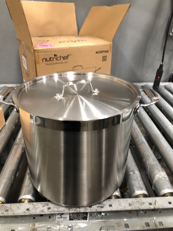 Photo 2 of 16-Quart Stainless Steel Stockpot - 18/8 Food Grade Heavy Duty Large Stock Pot for Stew, Simmering, Soup, Includes Lid, Dishwasher Safe, Works W/ Indu
