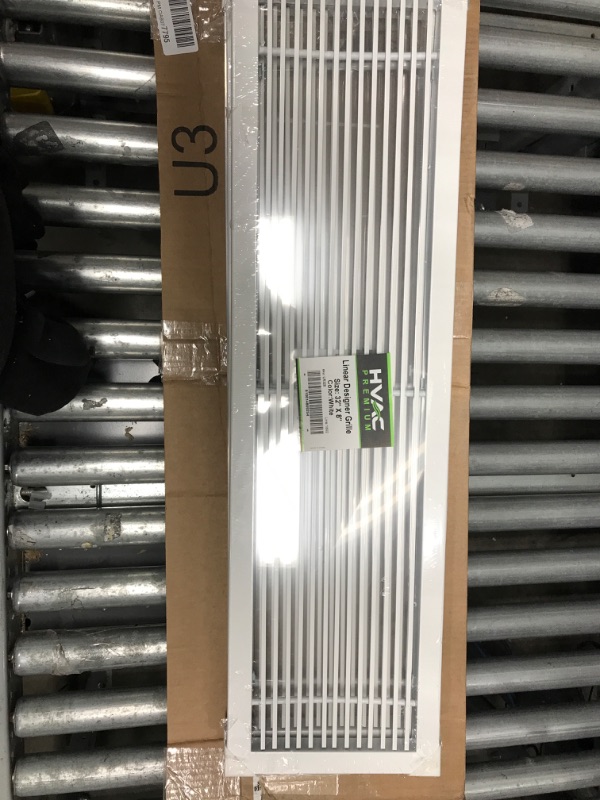 Photo 3 of 32" X 8" Linear Designer Aluminum Supply Air Grille – for Ceiling, Wall, Floor Use - HVAC Vent Duct Cover Diffuser – [White] [Outer Dimensions: 33.75w X 9.75h]