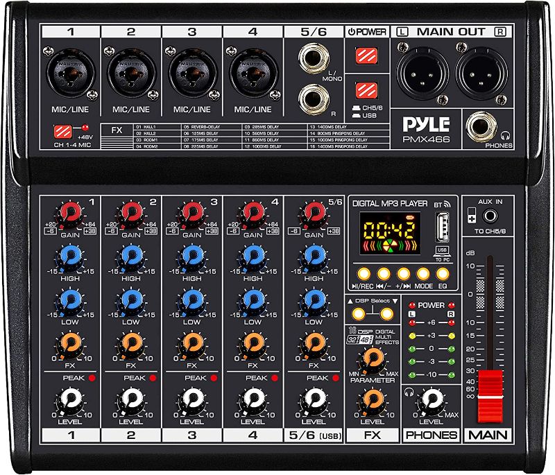 Photo 1 of ***PARTS ONLY*** Pyle Professional Bluetooth DJ Audio Mixer - 6 - Channel DJ Controller Sound Mixer w/DSP 16 Preset Effects, USB Interface, 4 XLR Mic/Line Input, AUX, FX...
