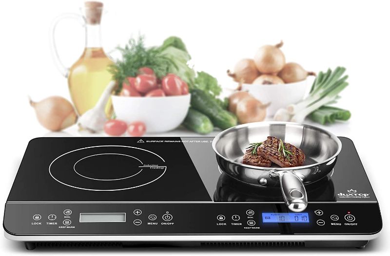 Photo 1 of **Tested*** Duxtop LCD Portable Double Induction Cooktop 1800W Digital Electric Countertop Burner Sensor Touch Stove, 9620LS/BT-350DZ
