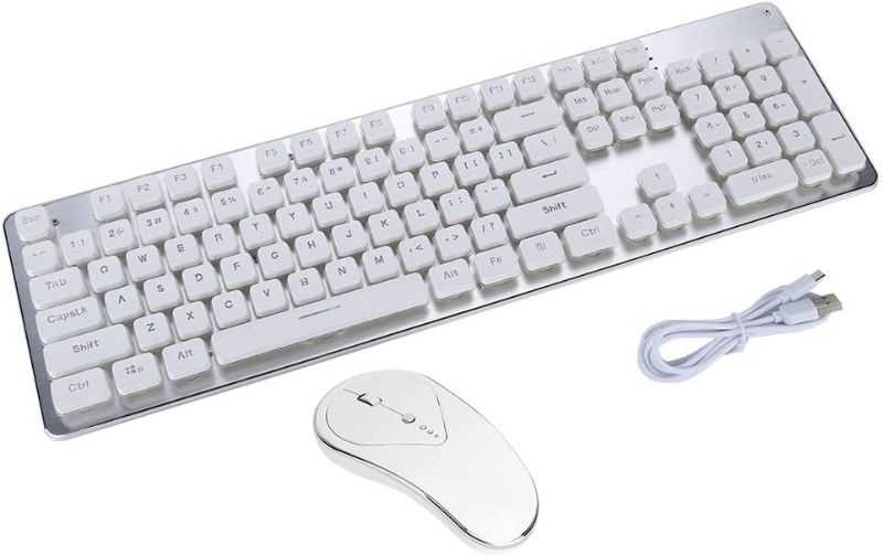 Photo 1 of Keyboard and Mouse Combo GLK350 104 Keys Keyboard Mouse kit Backlight Keyboard Mouse kit Suitable for PC Laptop Notebook(Silver White Luminous Edition)
