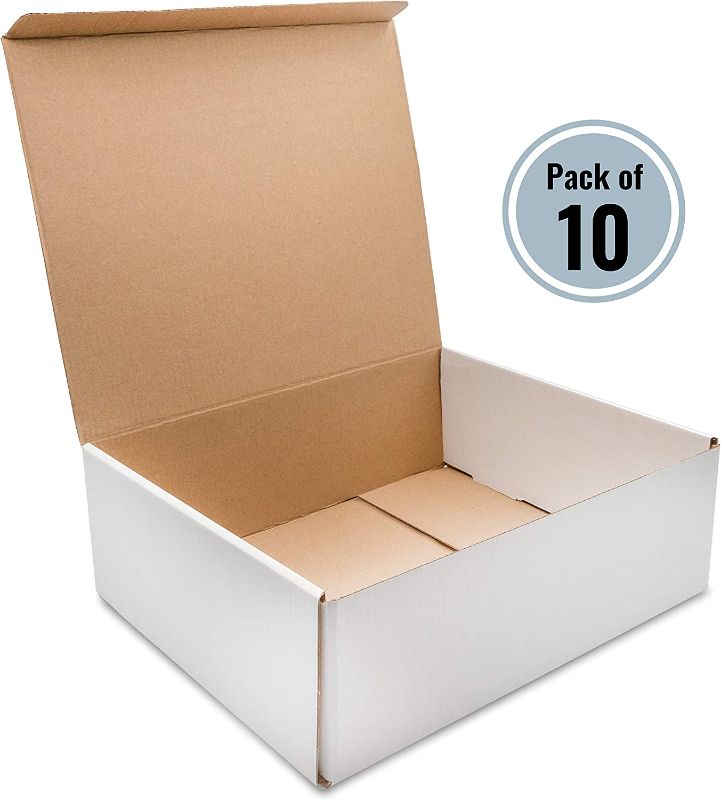 Photo 1 of SAI Premium White Corrugated Shipping Box Mailer Pack of 10 - 12x10x4 Inches. Cardboard Moving Boxes and Great Gift Packaging Boxes
