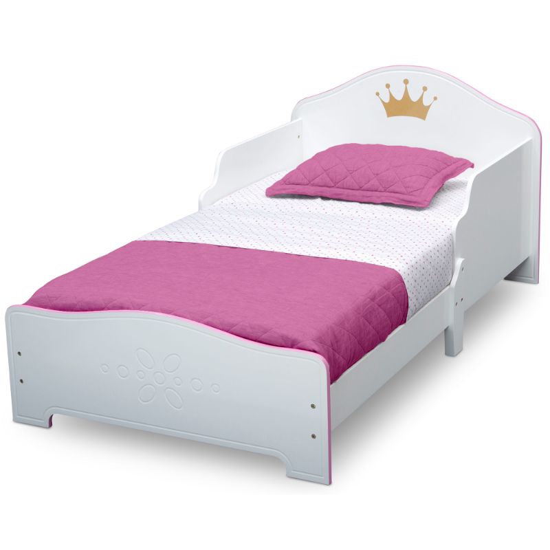 Photo 1 of Delta Children Princess Crown Wood Toddler Bed Greenguard Gold Certified White/Pink
