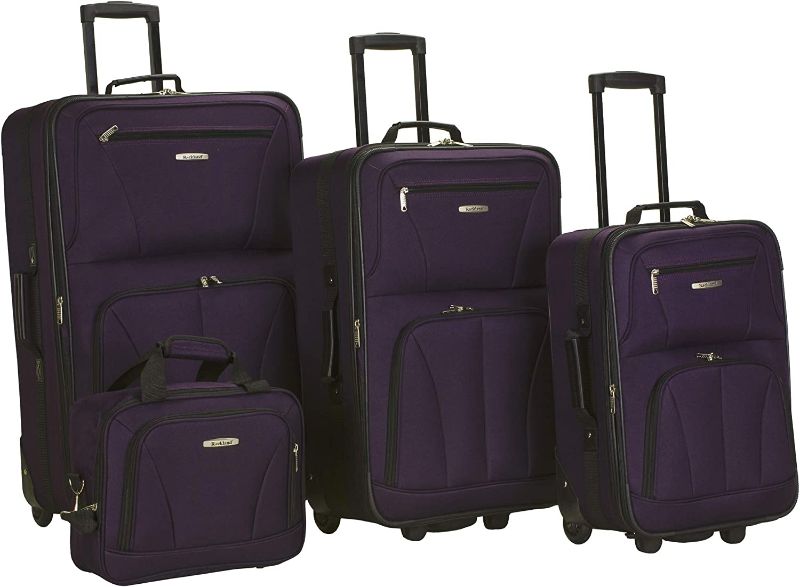 Photo 1 of Rockland Journey Softside Upright Luggage Set, Purple, 4-Piece (14/19/24/28)
