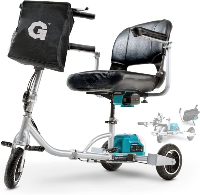 Photo 1 of G 3 Wheel Folding Mobility Scooter Plus - Electric Powered, Airline Friendly - Long Range Travel w/ 2 Detachable 48V Lithium-ion Batteries and Charger Max Load of 330lbs
