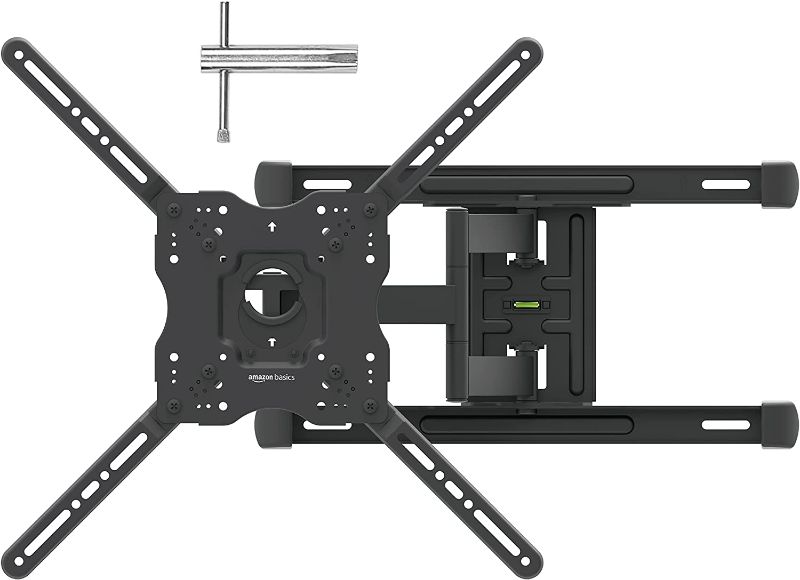 Photo 1 of Amazon Basics Full Motion TV Wall Mount with Horizontal Post Installation Leveling for 32-Inch to 86-Inch TVs
